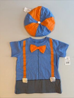 Blippi Kids Costume Set T-shirt with Bow Tie and Matching Cap NWT NEW 12 Months